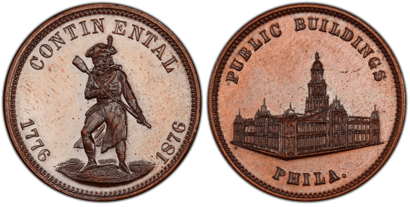 (1876) Bronze Token Pa-Ph 227, d Mule w/Pa-Ph 231 Obv.