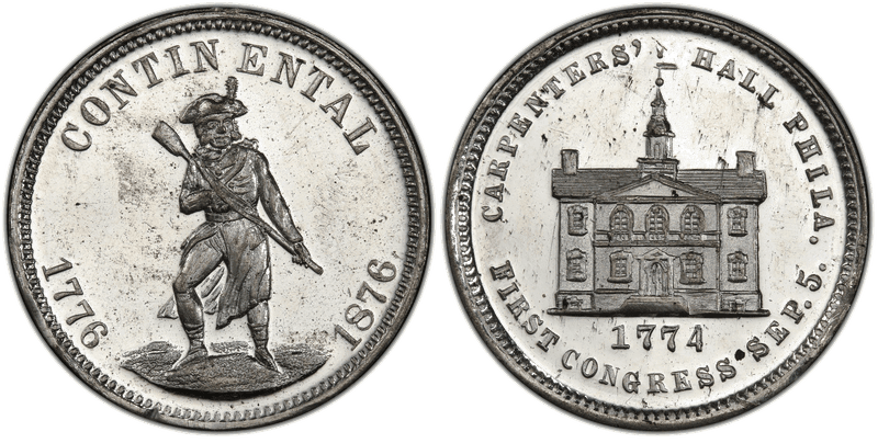(1876) White Metal Token Pa-Ph 227, Mule w/ Pa-Ph 229 Obv