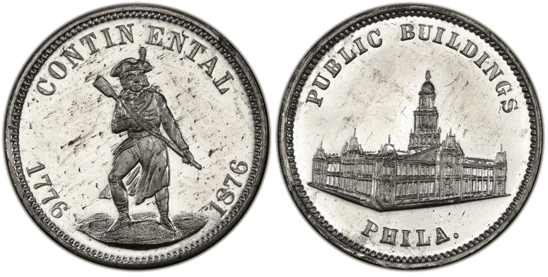 (1876) White Metal Token Pa-Ph 227, Mule w/Pa-Ph 231 Obv.