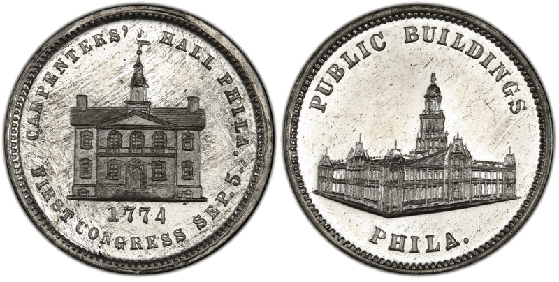 (1876) White Metal Token Pa-Ph 229, Mule w/Pa-Ph 231 Obv.