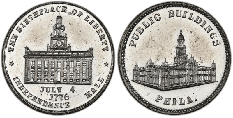 (1876) White Metal Token Pa-Ph 230, Mule w/Pa-Ph 231 Obv.