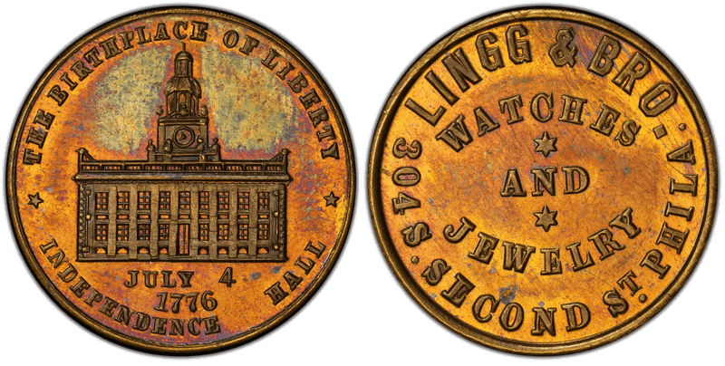 (1876) Brass Token Pa-Ph 230B, Lingg & Bro.