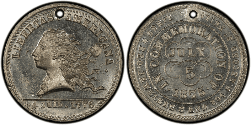 (1876) White Metal Token Pa-Ph 243, Lingg & Bro. Libertas
