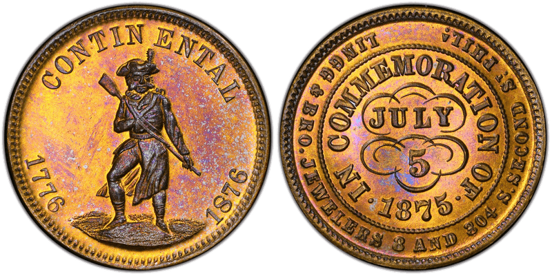 (1876) Brass Token Pa-Ph 244B, Lingg & Bro. July 5, 1875
