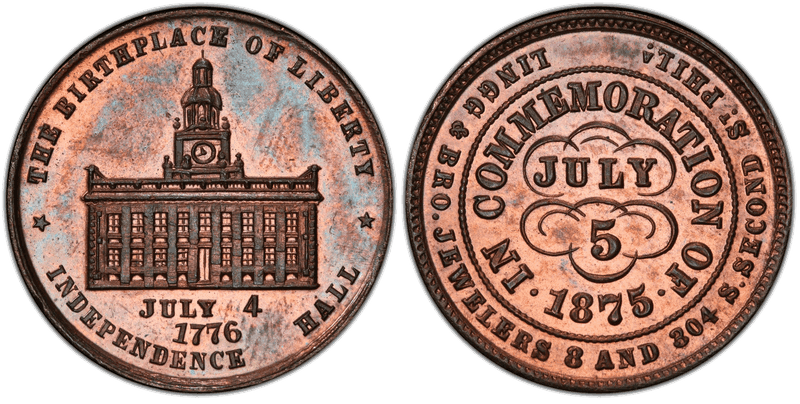 (1876) Copper Token Pa-Ph 245A, Lingg & Bro.