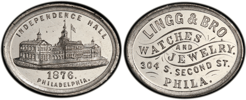 (1876) White Metal Token Pa-Ph 246, Lingg & Bro.