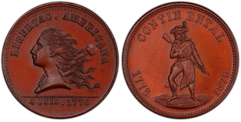 (1876) Bronze Token Pa-Ph 256, Muled w/ Pa-Ph 227 Obv