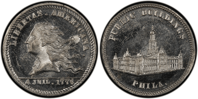 (1876) White Metal Token Pa-Ph 256, Lingg & Co. Mule w/Pa-Ph 231 Obv.