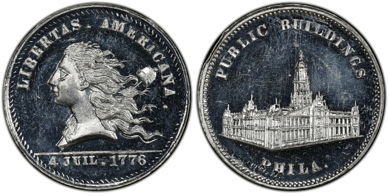 (1876) White Metal Token Pa-Ph 256, Muled w/ Pa-Ph 231 Obv