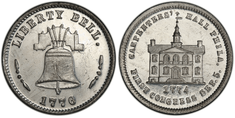 (1876) White Metal Token Pa-Ph 258, Mule w/ Pa-Ph 229 Obv