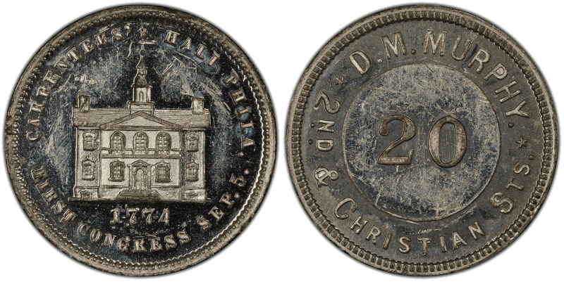 (1876) White Metal Token Pa-Ph 276, D.M. Murphy