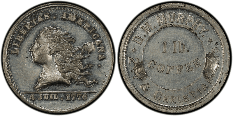 (1876) White Metal Token Pa-Ph 278, D.M. Murphy