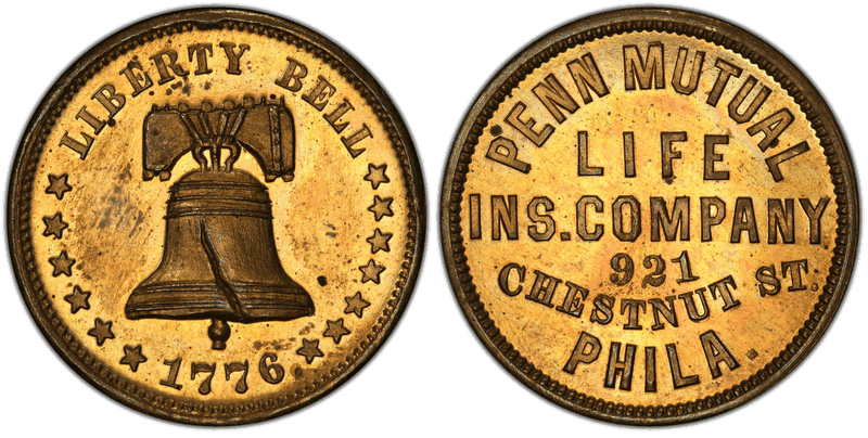 (1876) Brass Token Pa-Ph 316H, Penn Mutual Life Ins. Company