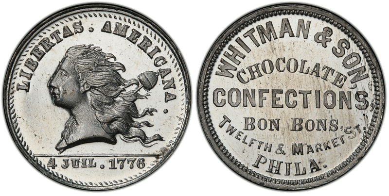 (1876) White Metal Token Pa-Ph 488, Whitman & Son