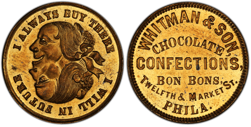 (1876) Brass Token Pa-Ph 494B, Whitman & Son