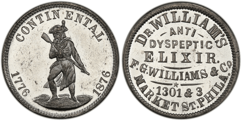 (1876) White Metal Token Pa-Ph 497, F.G. Williams & Co.