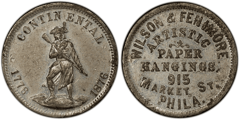 (1876) White Metal Token Pa-Ph 499B, Wilson & Fenimore