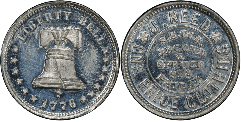 (1876) White Metal Token Pa-Ph 711, J. Reed