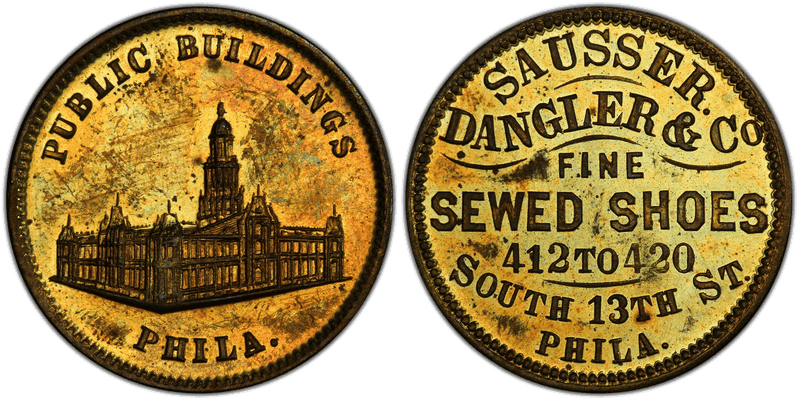 (1876) Brass Token Pa-Ph 736A, Sausser, Dangler & Co.