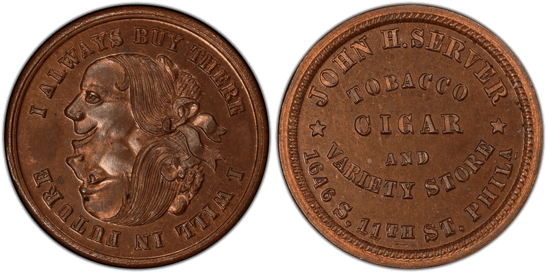 (1876) Copper Token Pa-Ph 752B, John H. Server