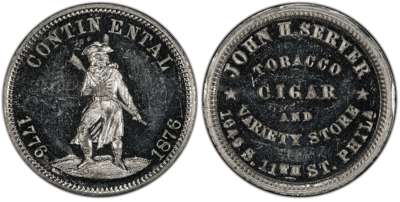 (1876) White Metal Token Pa-Ph 753, John H. Server