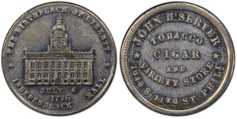 (1876) White Metal Token Pa-Ph 756, John H. Server