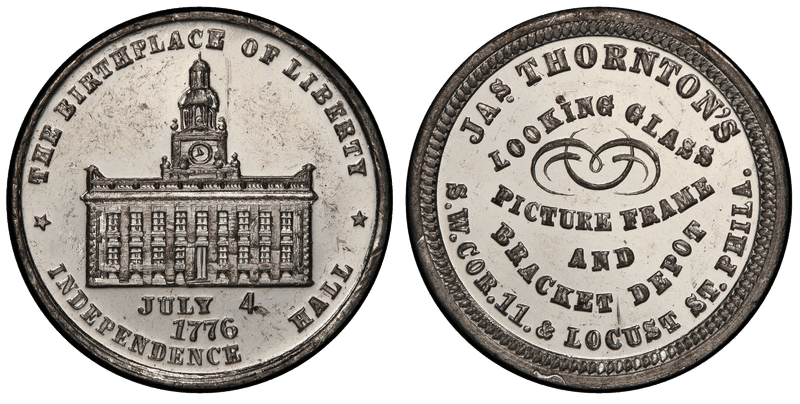 (1876) White Metal Token Pa-Ph 776, Jas. Thornton