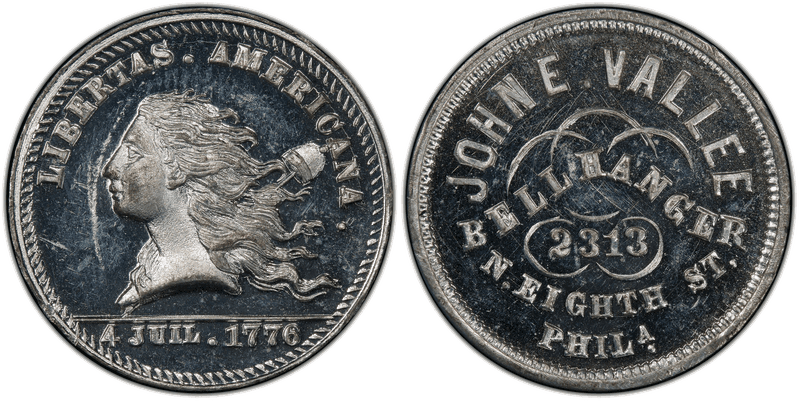 (1876) White Metal Token Pa-Ph 795, John E. Vallee