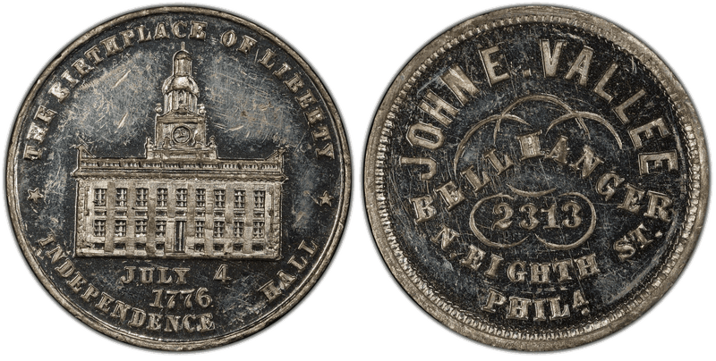(1876) White Metal Token Pa-Ph 797, John E. Vallee