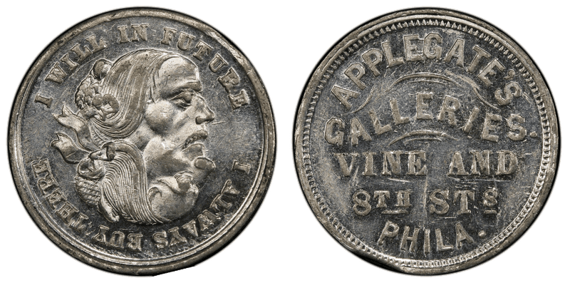 (1876) White Metal Token Pa-Ph 831, Applegate's Galleries