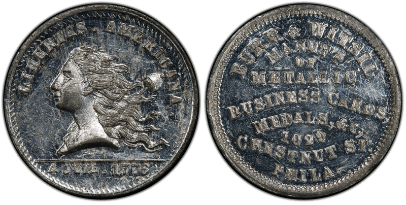 (1876) White Metal Token Pa-Ph 840, Burr & Witsil