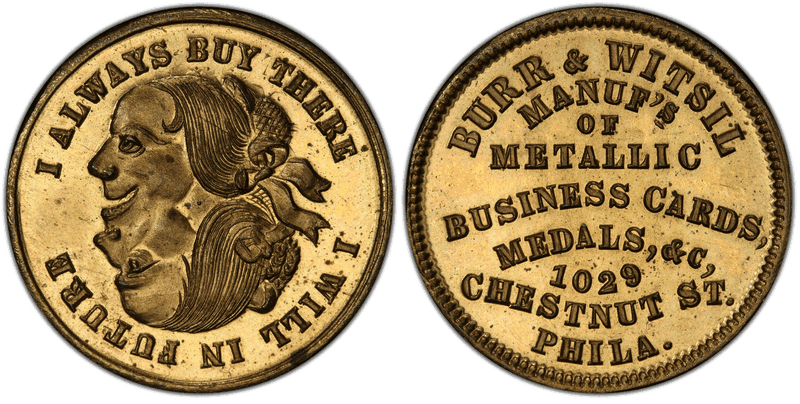 (1876) Brass Token Pa-Ph 842B, Burr & Witsil