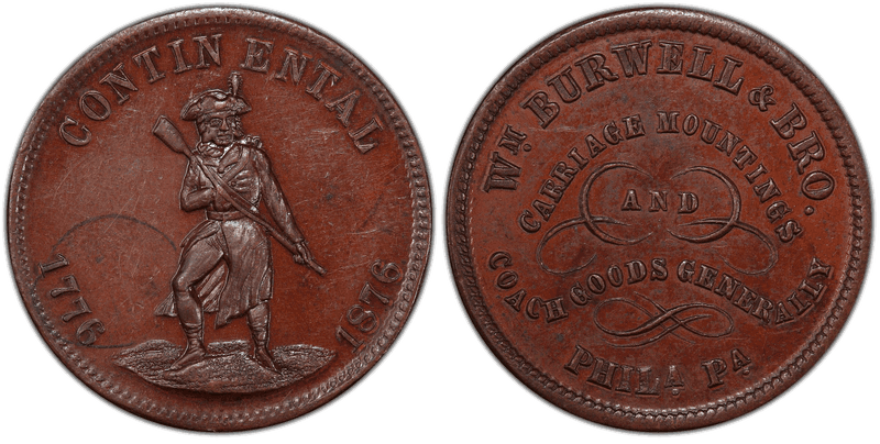 (1876) Copper Token Pa-Ph 853A, Wm. Burwell & Bro.