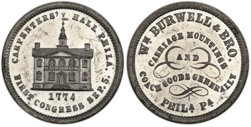 (1876) White Metal Token Pa-Ph 855, Wm. Burwell & Co.