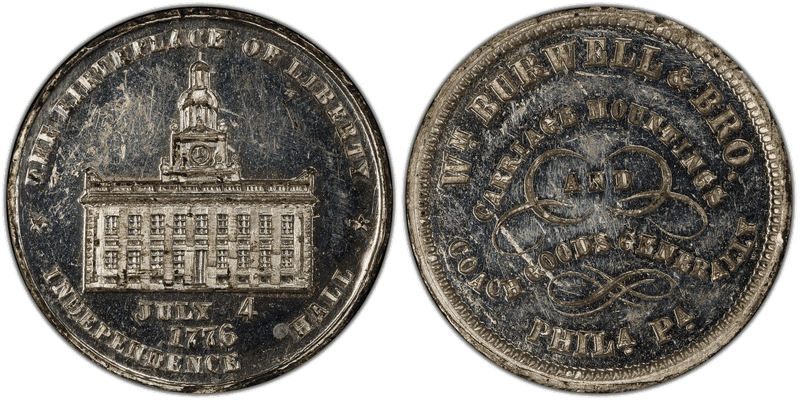(1876) White Metal Token Pa-Ph 856, Wm. Burwell & Co.