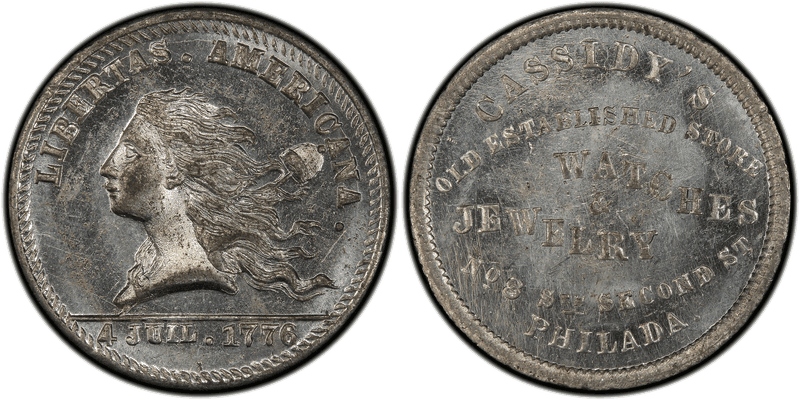(1876) White Metal Token Pa-Ph 860, Cassidy's