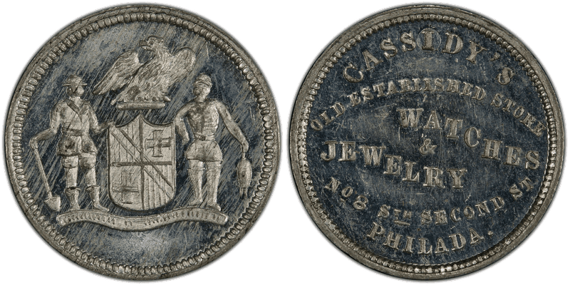 (1876) White Metal Token Pa-Ph 864, Cassidy's