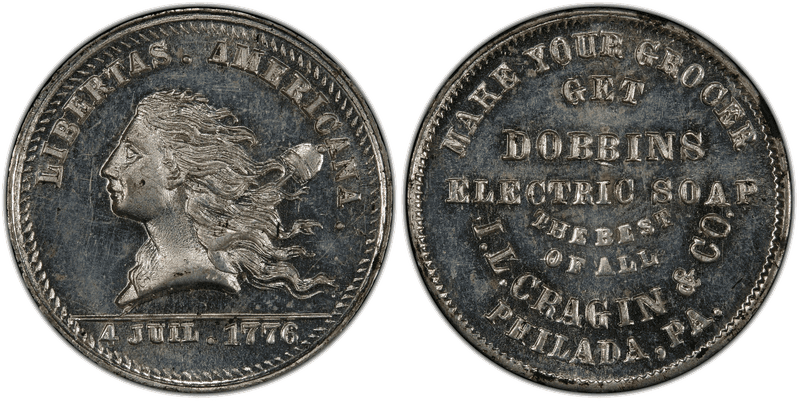 (1876) White Metal Token Pa-Ph 883, I.L. Cragin & Co.