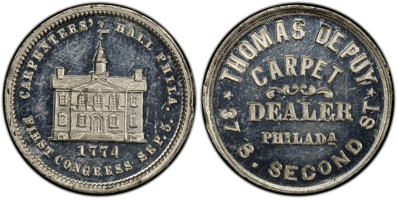 (1876) White Metal Token Pa-Ph 895, Thomas DePuy