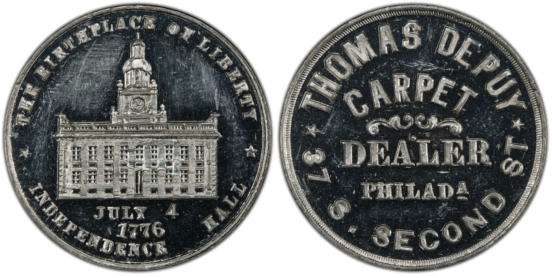 (1876) White Metal Token Pa-Ph 896, Thomas DePuy