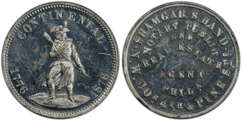 (1876) White Metal Token Pa-Ph 923, Shagmar S. Hand