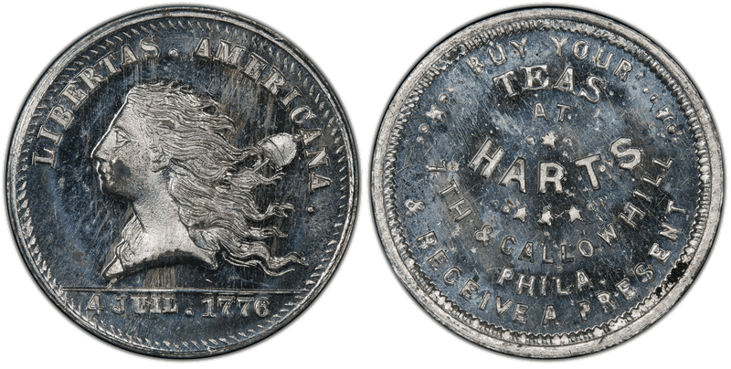(1876) White Metal Token Pa-Ph 950, Hart's