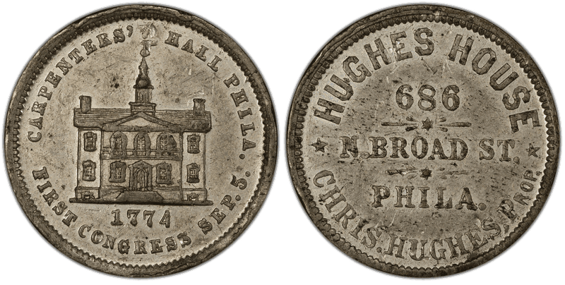 (1876) White Metal Token Pa-Ph 965, Hughes House