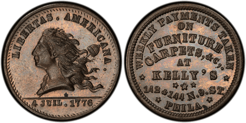 (1876) Copper Token Pa-Ph 970A, Kelly's