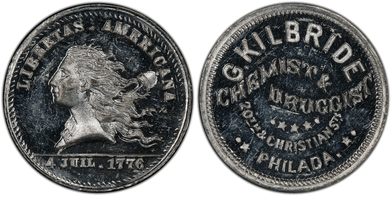 (1876) White Metal Token Pa-Ph 980, G. Kilbride