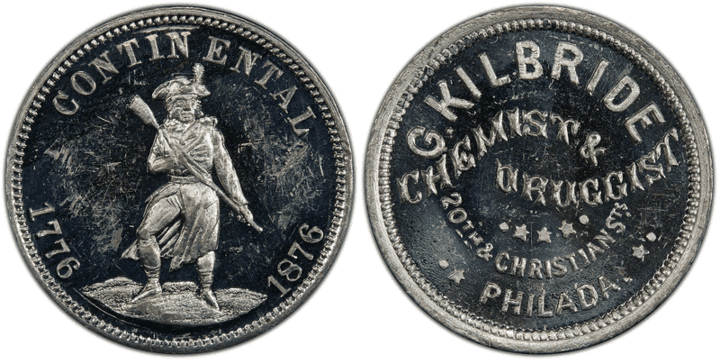 (1876) White Metal Token Pa-Ph 982, G. Kilbride