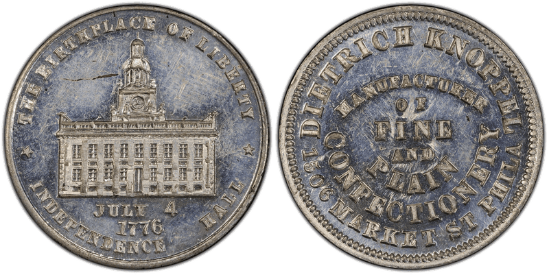 (1876) White Metal Token Pa-Ph 996, Diertrich Knoppel