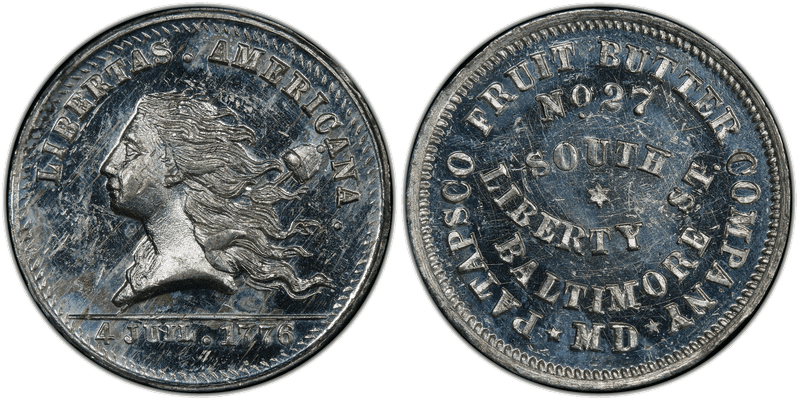 (1876) White Metal Token Rulau Md-Ba 205, Patapsco Fruit Butter Co.