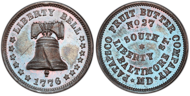 (1876) Copper Token Rulau Md-Ba 206A, Patapsco Fruit Butter Co.