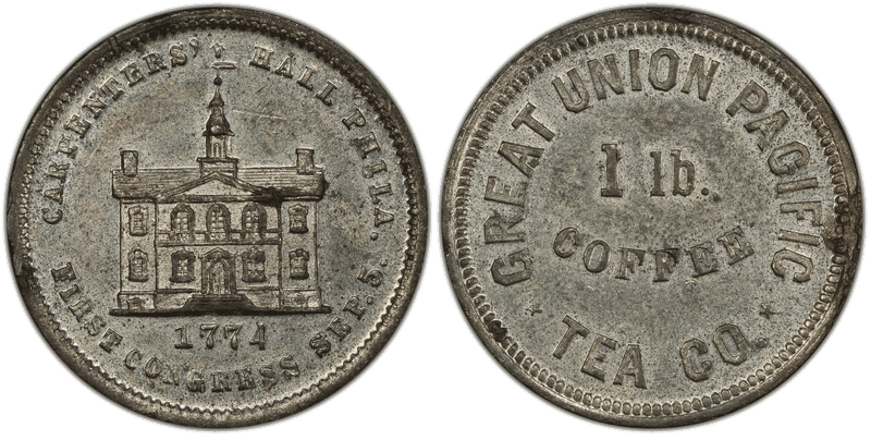 (1876) White Metal Token Rulau Ny-Ny 731, Great Union Pacific Tea Co.